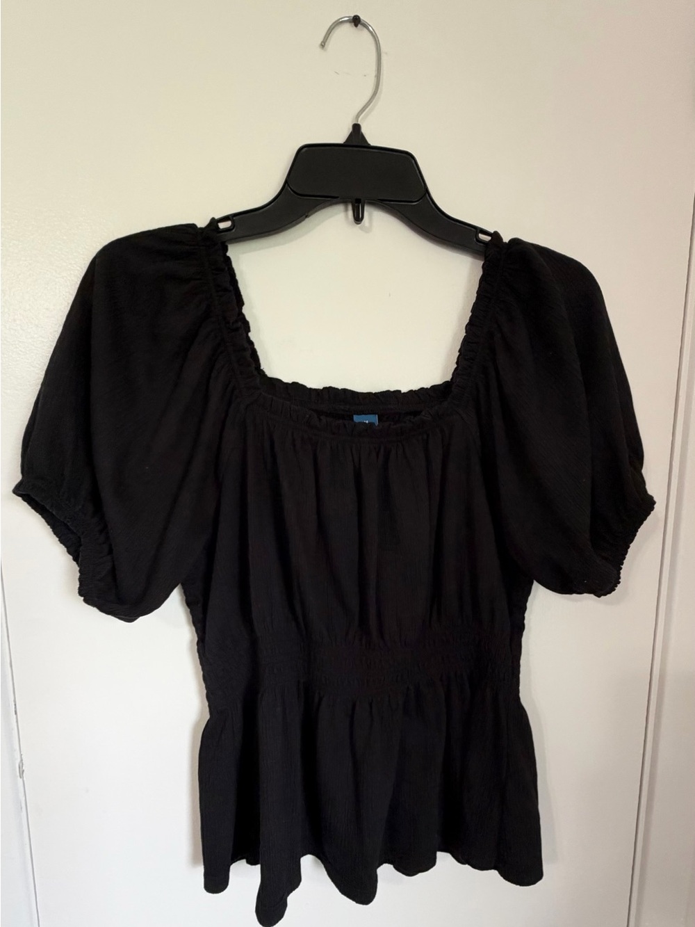 Old Navy Black Puff Sleeve Square Neck Top